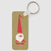 Oud Kerstmis, Schattige Kerstman Kabouter op Goud Sleutelhanger (Achterkant)