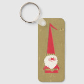 Oud Kerstmis, Schattige Kerstman Kabouter op Goud Sleutelhanger (Voorkant)