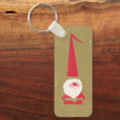 Oud Kerstmis, Schattige Kerstman Kabouter op Goud Sleutelhanger (Voorkant)