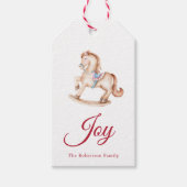 Oud Kerstmis Schommelpaard Cadeaulabel (Voorkant)