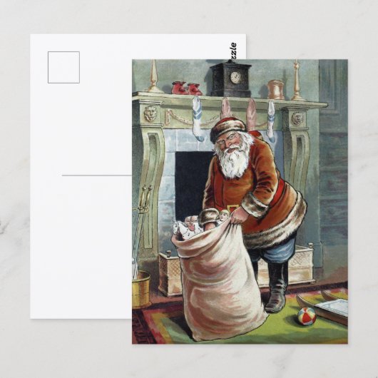 Oud Kerstmis, Sinterklaas bij de Haard Briefkaart (Voorkant / Achterkant)