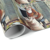 Oud Kerstmis, Sinterklaas bij de open haard Cadeaupapier (Rol Hoek)