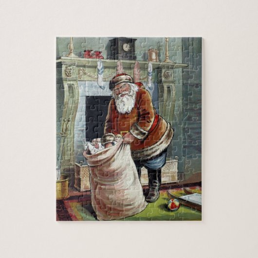 Oud Kerstmis, Sinterklaas bij de open haard Legpuzzel (Verticaal)