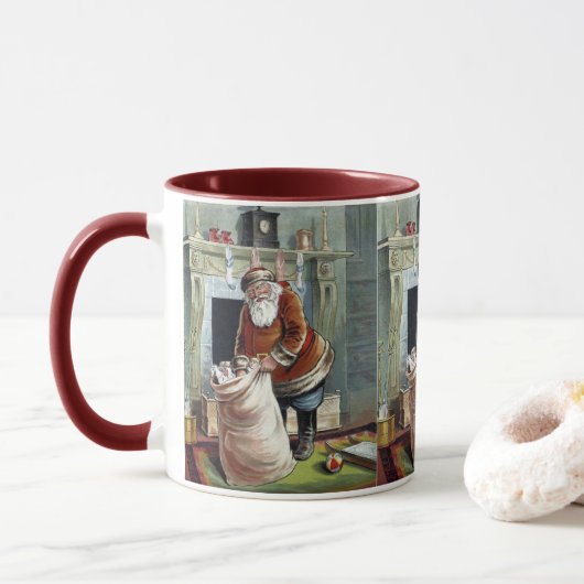 Oud Kerstmis, Sinterklaas bij de open haard Mok (Met donut)