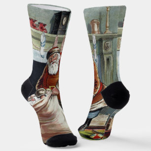 Oud Kerstmis, Sinterklaas bij de open haard Sokken