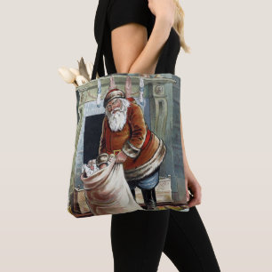 Oud Kerstmis, Sinterklaas bij de open haard Tote Bag