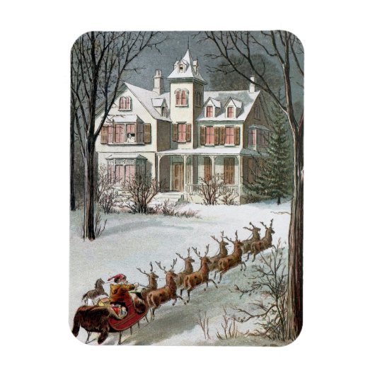 Oud Kerstmis, Sinterklaas met rendieren Magneet (Verticaal)