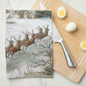 Oud Kerstmis, Sinterklaas met rendieren Theedoek (Quarter Fold)