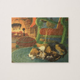Oud Kerstmis, Slapende Dieren bij de Haard Legpuzzel