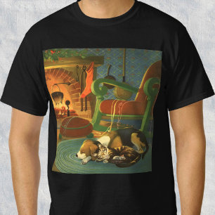 Oud Kerstmis, Slapende Dieren bij de Haard T-shirt