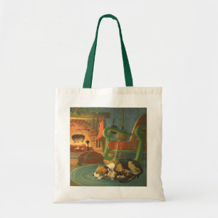 Oud Kerstmis, Slapende Dieren bij de Haard Tote Bag