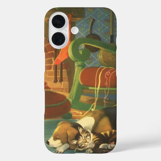 Oud Kerstmis, slapende dieren bij de open haard Case-Mate iPhone Case (Achterkant)