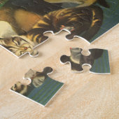 Oud Kerstmis, slapende dieren bij de open haard Legpuzzel (Zijkant)