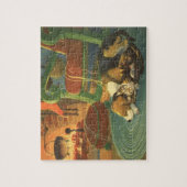 Oud Kerstmis, slapende dieren bij de open haard Legpuzzel (Verticaal)