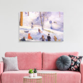 Oud Kerstmis, sleeën, Central Park Glackens Canvas Afdruk (Insitu (Woonkamer))