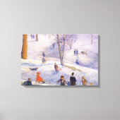 Oud Kerstmis, sleeën, Central Park Glackens Canvas Afdruk (Voorkant)