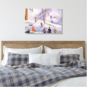 Oud Kerstmis, sleeën, Central Park Glackens Canvas Afdruk (Insitu (Slaapkamer))