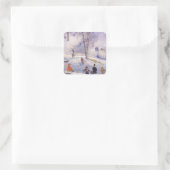 Oud Kerstmis, sleeën, Central Park Glackens Vierkante Sticker (Tas)