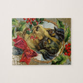 Oud Kerstmis, Teckel Puppy Hond met Hulst Legpuzzel (Horizontaal)