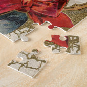 Oud Kerstmis, Teckel Puppy Hond met Hulst Legpuzzel (Zijkant)