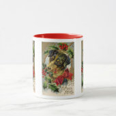 Oud Kerstmis, Teckel Puppy Hond met Hulst Mok (Midden)