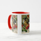 Oud Kerstmis, Teckel Puppy Hond met Hulst Mok (Voorkant links)