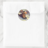 Oud Kerstmis, vader en dochter sleeën Ronde Sticker (Tas)