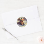 Oud Kerstmis, vader en dochter sleeën Ronde Sticker (Envelop)