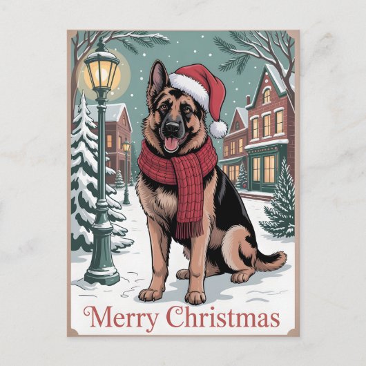 Oud Kerstmis van Duitse Herder  Briefkaart (Voorkant)