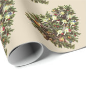 Oud Kerstmis, Versierde Victoriaanse Boom Cadeaupapier (Rol Hoek)