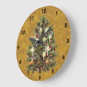 Oud Kerstmis, Versierde Victoriaanse Boom Grote Klok (Hoek)