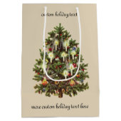 Oud Kerstmis, Versierde Victoriaanse Boom Medium Cadeauzakje (Achterkant)