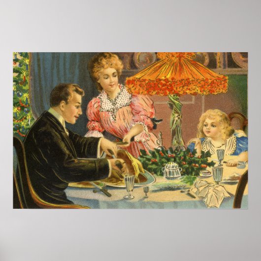 Oud Kerstmis, Victoriaans familiediner Poster (Voorkant)