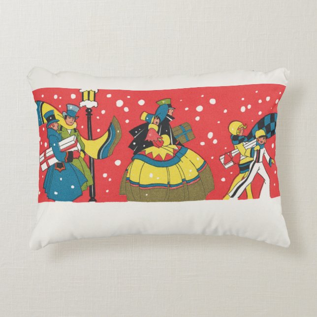 Oud Kerstmis, Victoriaans gezin Accent Kussen (Voorkant)