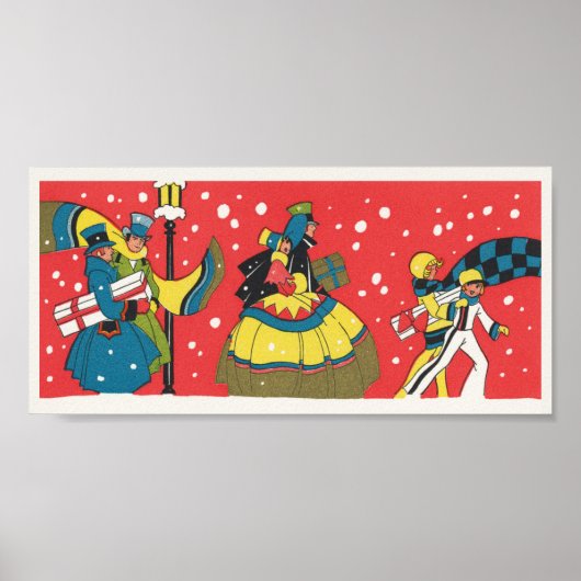 Oud Kerstmis, Victoriaans gezin Poster (Voorkant)