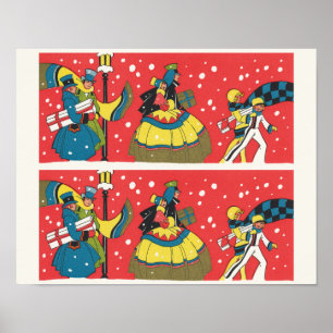 Oud Kerstmis, Victoriaans gezin Poster
