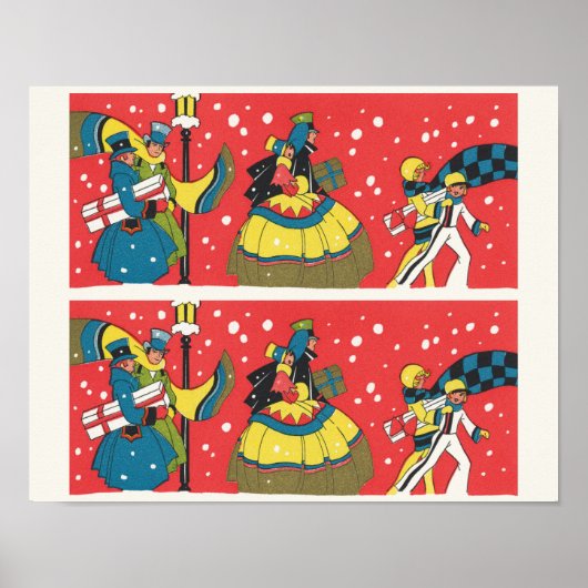 Oud Kerstmis, Victoriaans gezin Poster (Voorkant)