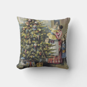 Oud Kerstmis, Victoriaans gezin rond de kerstboom Kussen