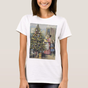 Oud Kerstmis, Victoriaans gezin rond de kerstboom T-shirt