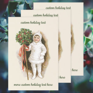 Oud Kerstmis, Victoriaans meisje met hulst Inpakpapier Vel
