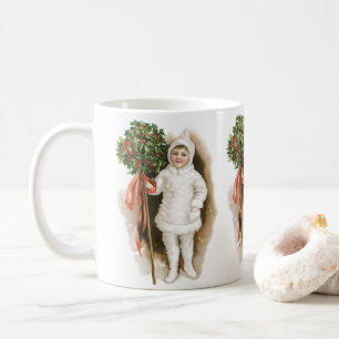 Oud Kerstmis, Victoriaans meisje met hulst Koffiemok