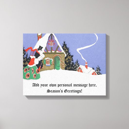 Oud Kerstmis, Victoriaans stel gaat naar feest Canvas Afdruk (Voorkant)