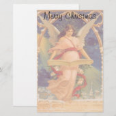 Oud Kerstmis, Victoriaanse engel leest Bijbel Briefpapier (Voorkant / Achterkant)
