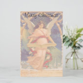 Oud Kerstmis, Victoriaanse engel leest Bijbel Briefpapier (Staand voorkant)