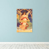 Oud Kerstmis, Victoriaanse engel leest Bijbel Canvas Afdruk (Insitu (Houten vloer))