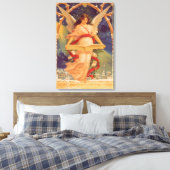 Oud Kerstmis, Victoriaanse engel leest Bijbel Canvas Afdruk (Insitu (Slaapkamer))