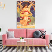 Oud Kerstmis, Victoriaanse engel leest Bijbel Canvas Afdruk (Insitu (Woonkamer))