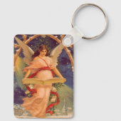 Oud Kerstmis, Victoriaanse engel leest Bijbel Sleutelhanger (Achterkant)
