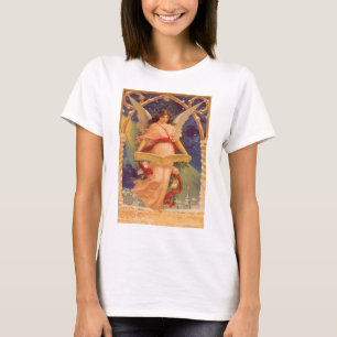 Oud Kerstmis, Victoriaanse engel leest Bijbel T-shirt