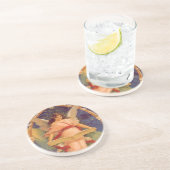 Oud Kerstmis, Victoriaanse engel leest Bijbel Zandsteen Onderzetter (Zijkant)